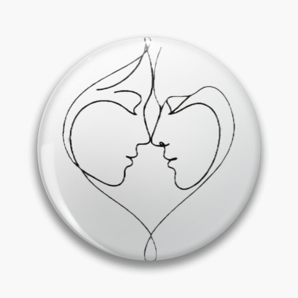 Item preview, Minimalist Continuous Line Art Couple Kissing – Abstract Heart Faces Drawing designed and sold by WovennDesigns.