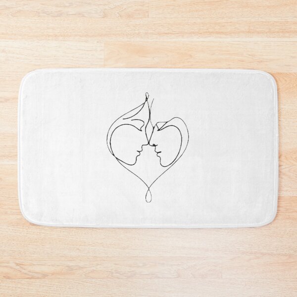 Item preview, Minimalist Continuous Line Art Couple Kissing – Abstract Heart Faces Drawing designed and sold by WovennDesigns.