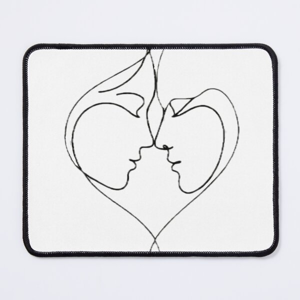 Item preview, Minimalist Continuous Line Art Couple Kissing – Abstract Heart Faces Drawing designed and sold by WovennDesigns.