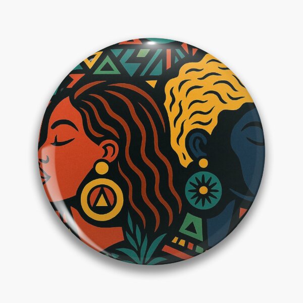 Item preview, Afro Pop - Geometric Art with Female Profiles and African Patterns designed and sold by ARTGENERATESART.