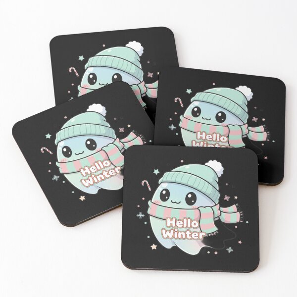 Item preview, Hello Winter Cute Ghost Illustration – Kawaii Winter Character, Cozy Pastel Digital Art Design designed and sold by CozyPops.