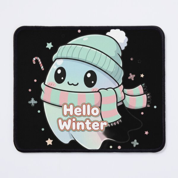 Item preview, Hello Winter Cute Ghost Illustration – Kawaii Winter Character, Cozy Pastel Digital Art Design designed and sold by CozyPops.