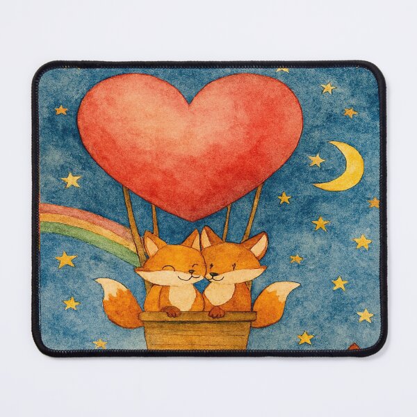 Item preview, Foxes in Love – Heart Balloon Night designed and sold by myforestfog.
