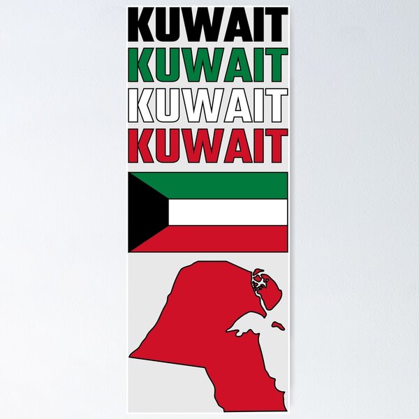 Item preview, Kuwait Flag Colors Typographic Map Design designed and sold by mashmosh.