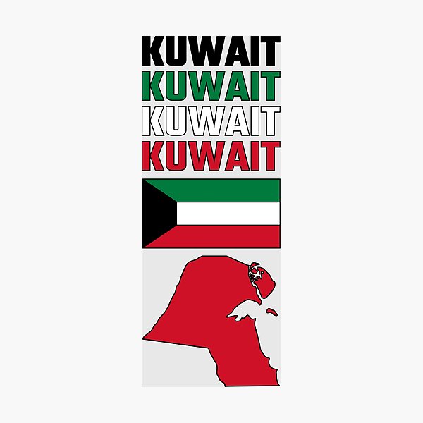 Item preview, Kuwait Flag Colors Typographic Map Design designed and sold by mashmosh.