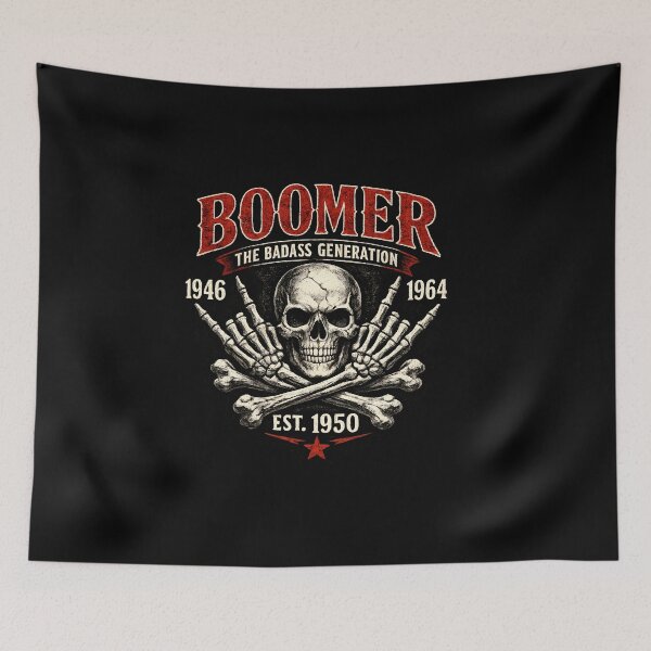 Item preview, Boomer The Badass Generation Skull Design designed and sold by HUTEND.