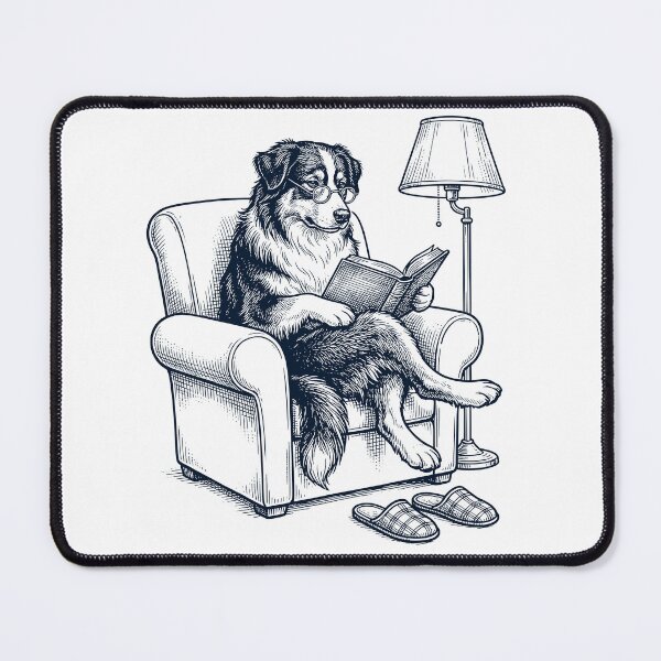 Item preview, Vintage Australian Shepherd Read Book Dog Mom Dad designed and sold by DoodleTortle.