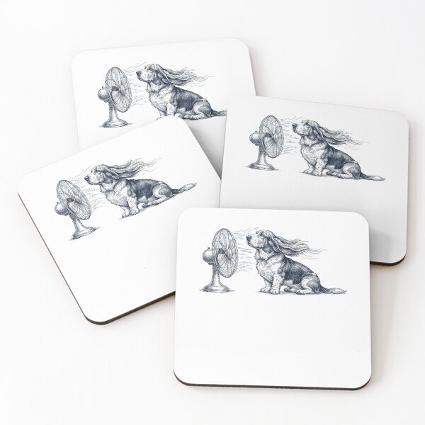 Item preview, Vintage Basset Hound With Fan Dog Mom Dad designed and sold by DoodleTortle.