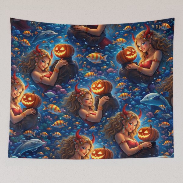 Item preview, Headless Horseman Underwater Dance With Demon Muse – Fantasy Romance Art designed and sold by TheHorsemanRidesAgain.