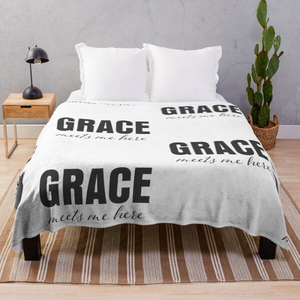 Item preview, Grace Meets Me Here – Christian Faith Typography T-Shirt Design designed and sold by CrossCrafted.