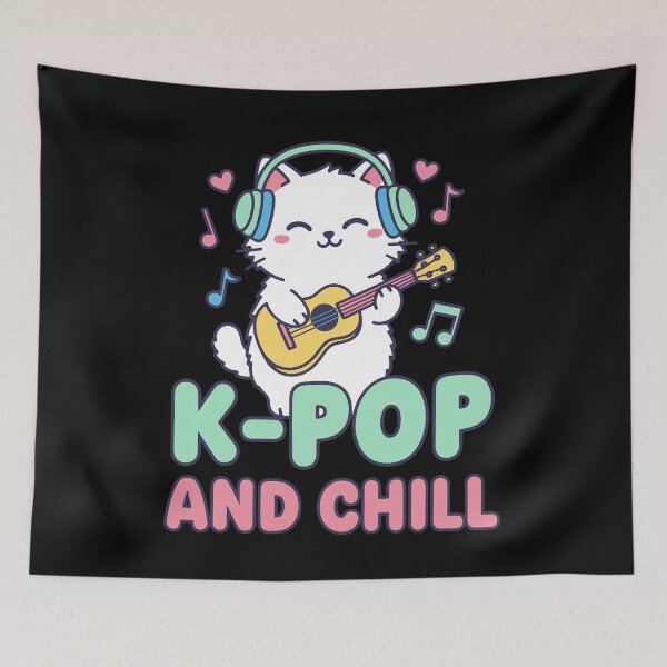 Item preview, K-Pop AND CHILL Cute Korean Music Anime Cat designed and sold by LuminOrb.
