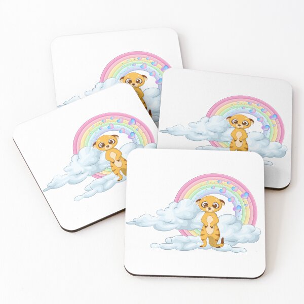 Item preview, Cheerful Meerkat - Cute Meerkat Standing with Rainbow and Hearts designed and sold by Love3Happy.