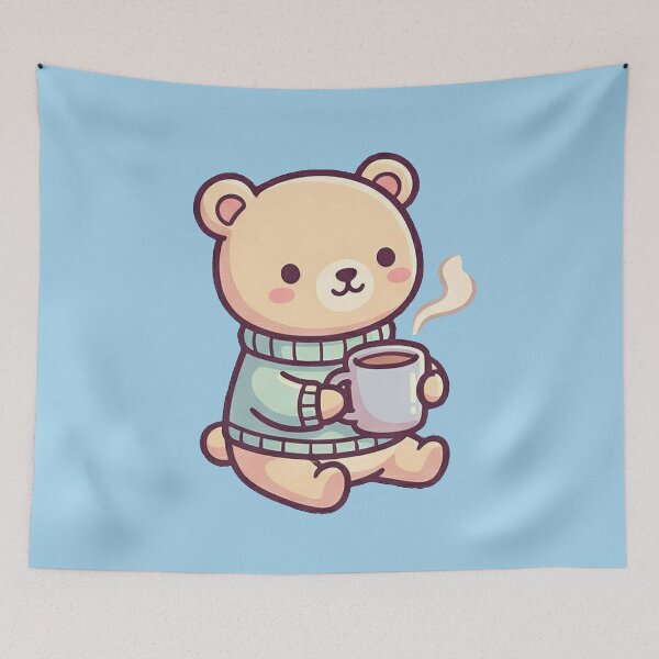 Item preview, Kawaii Cozy Sweater Bear with Hot Cocoa designed and sold by Indraokta22.