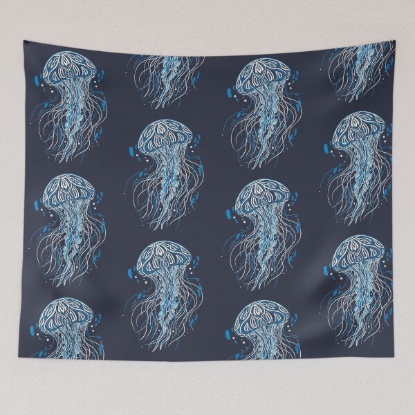 Item preview, Intricate Blue Jellyfish Mandala Art - Nautical Sea Creature Ocean Theme Design designed and sold by seven things shop.
