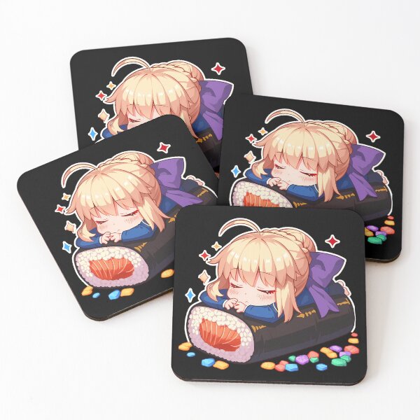 Item preview, Saber Alter Sleeping On Sushi Roll Fate Stay Night Anime Kawaii Chibi designed and sold by CarlosBender.
