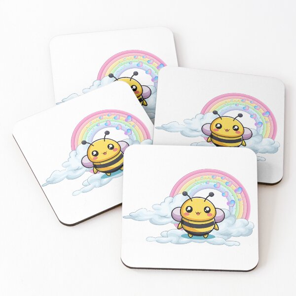 Item preview, Buzzing Joy - Cute Bee on Clouds with Pastel Rainbow designed and sold by Love3Happy.