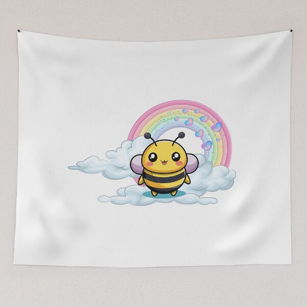 Item preview, Buzzing Joy - Cute Bee on Clouds with Pastel Rainbow designed and sold by Love3Happy.