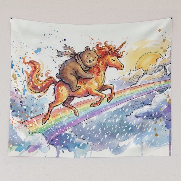 Item preview, Bear Napping on a Flaming Unicorn designed and sold by M-Y-A-R-T-.