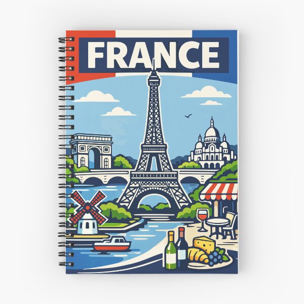 Item preview, Vintage France Travel Poster: Eiffel Tower & Paris Icons designed and sold by arfindo-indra.