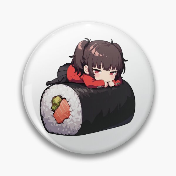 Item preview, Makoto Niijima Resting On Sushi Roll Persona 5 Game Anime Kawaii Chibi designed and sold by CarlosBender.