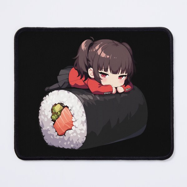 Item preview, Makoto Niijima Resting On Sushi Roll Persona 5 Game Anime Kawaii Chibi designed and sold by CarlosBender.