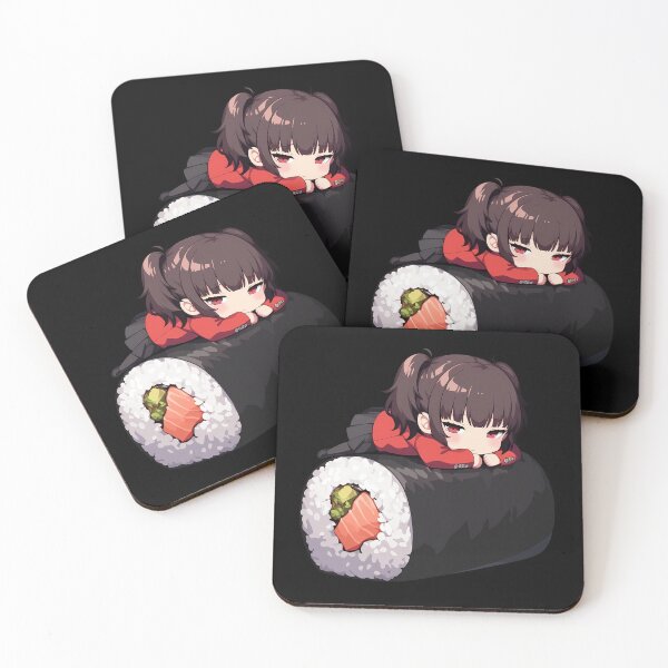 Item preview, Makoto Niijima Resting On Sushi Roll Persona 5 Game Anime Kawaii Chibi designed and sold by CarlosBender.