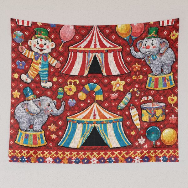 Item preview, Circus Ring Knitting Design – Nostalgic Fairground Art designed and sold by Mauswohn.