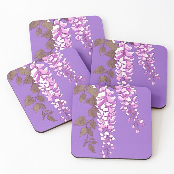 Item preview, Silkfall Wisteria – Pink White Blossoms on Soft Purple designed and sold by EmeraldeaArt.
