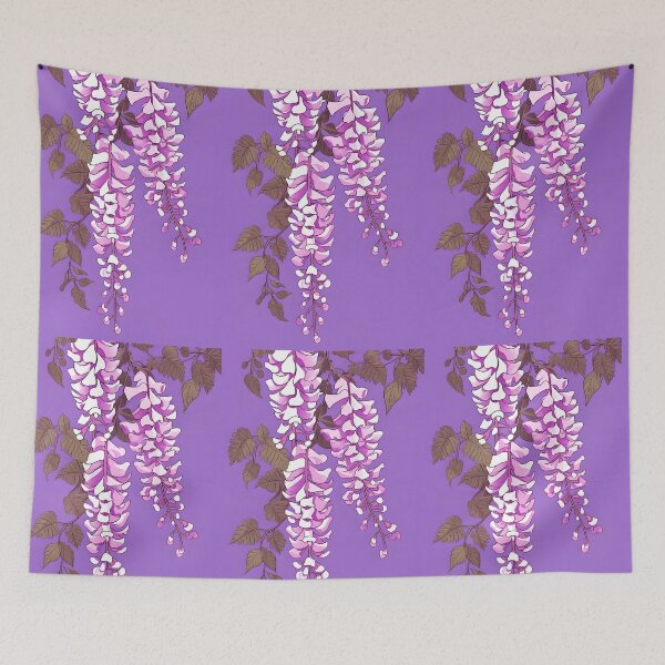 Item preview, Silkfall Wisteria – Pink White Blossoms on Soft Purple designed and sold by EmeraldeaArt.