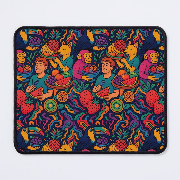 Item preview, Tropical Fruit Party - Vibrant Illustration with Animals and People Celebrating designed and sold by ARTGENERATESART.