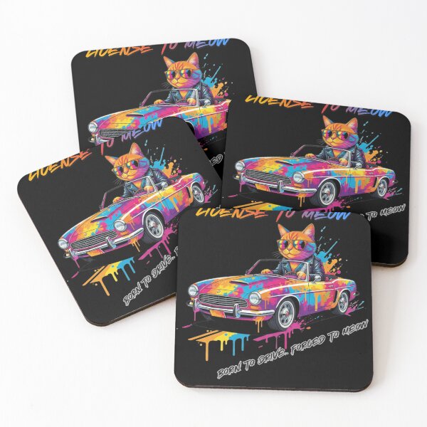 Item preview, License to Meow – Cool Cat Driving Retro Art designed and sold by LittleLoopArt.