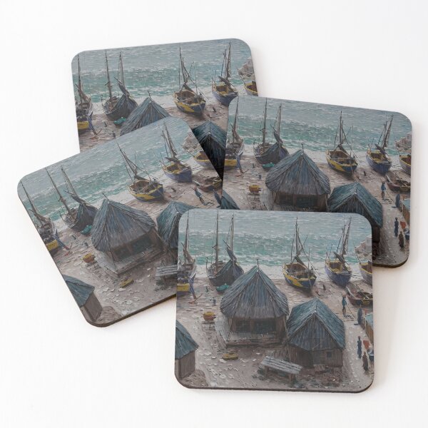 Item preview, Boats on the Beach at Étretat - A Serene Impression of Coastal Tranquility  designed and sold by artdesignsnow.