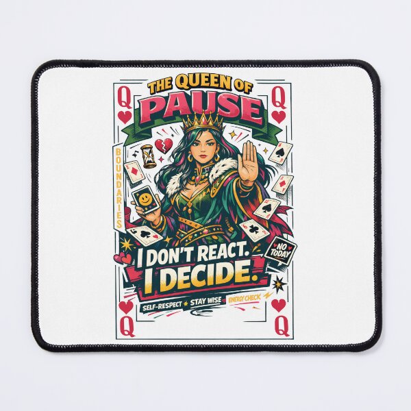 Item preview, The Queen of Pause Playing Card Art - Empowering Boundaries Quote "I Don't React I Decide" Poster - Gen Z Mental Health Wall Art, Self Respect & Emotional Maturity Aesthetic T-Shirt & Decor designed and sold by Vivaan Studio.