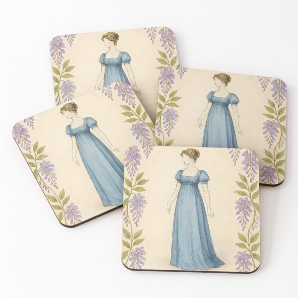 Item preview, Regency Silhouette in Wisteria Blue – Botanical Frame on Vintage Paper designed and sold by EmeraldeaArt.