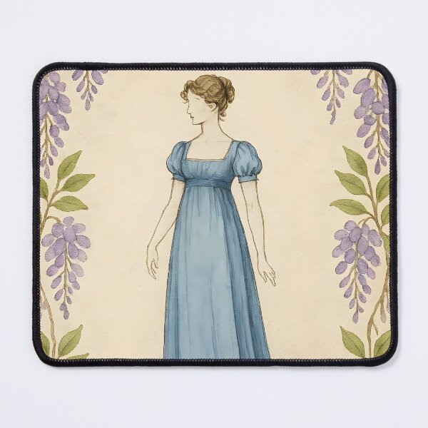 Item preview, Regency Silhouette in Wisteria Blue – Botanical Frame on Vintage Paper designed and sold by EmeraldeaArt.