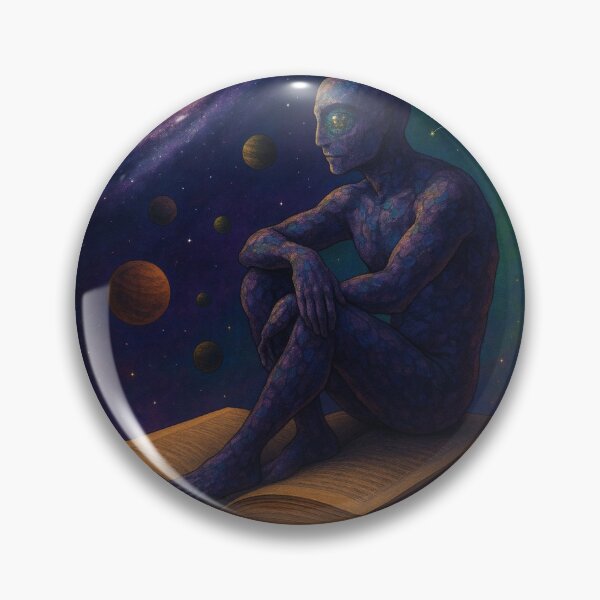 Item preview, Cosmic Contemplation - Figure Sitting on Book Observing Spiral Galaxy designed and sold by ARTGENERATESART.