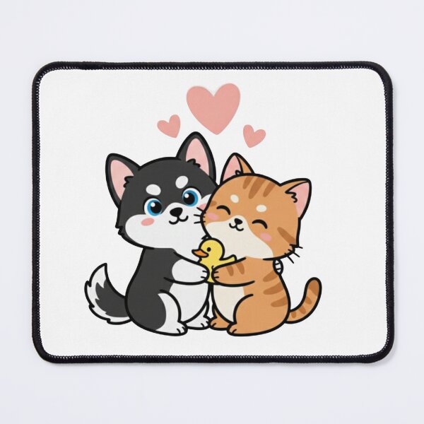 Item preview, Cute Black Husky and Orange Tabby Cat Hugging Sticker designed and sold by ZyVoAli.