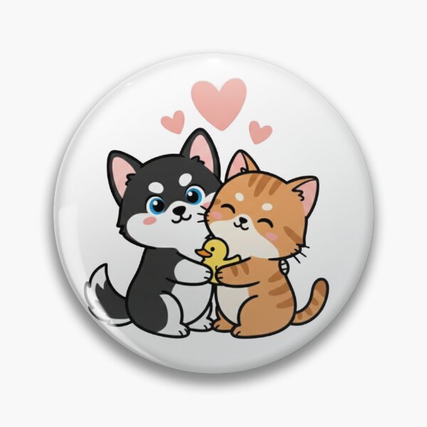 Item preview, Cute Black Husky and Orange Tabby Cat Hugging Sticker designed and sold by ZyVoAli.