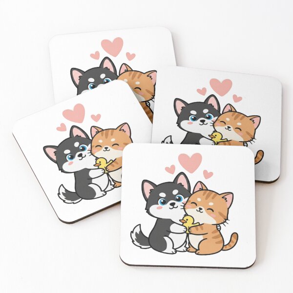 Item preview, Cute Black Husky and Orange Tabby Cat Hugging Sticker designed and sold by ZyVoAli.