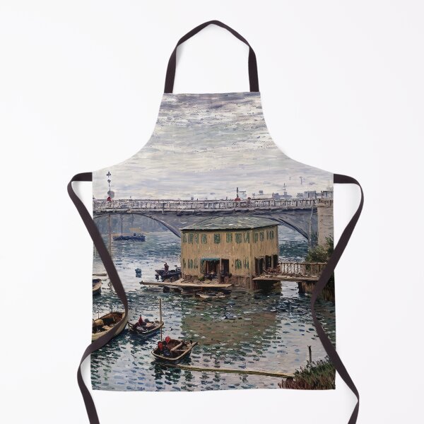 Item preview, Bridge at Argenteuil on a Gray Day - A Tranquil Impression of Riverside Beauty designed and sold by artdesignsnow.