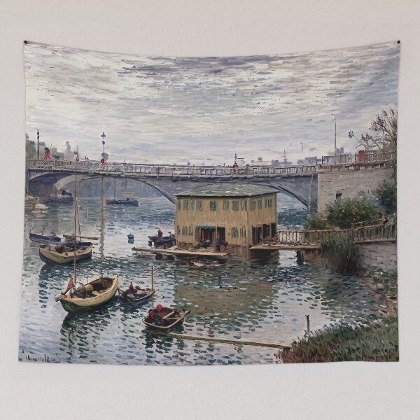 Item preview, Bridge at Argenteuil on a Gray Day - A Tranquil Impression of Riverside Beauty  designed and sold by artdesignsnow.
