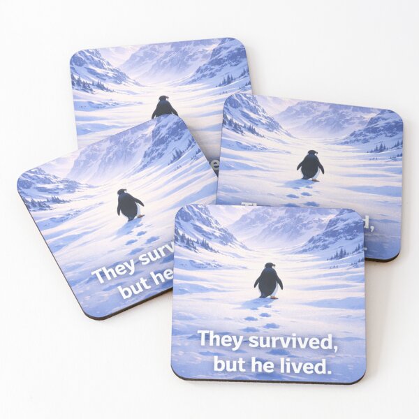 Item preview, They Survived, But He Lived | Nihilist Penguin Meme | Existential Antarctic Penguin designed and sold by boldstuffshop.