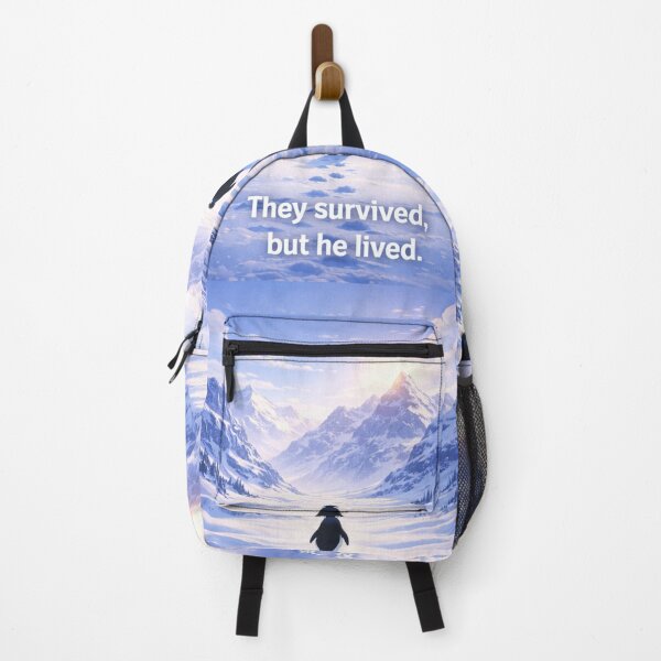 Item preview, They Survived, But He Lived | Nihilist Penguin Meme | Existential Antarctic Penguin designed and sold by boldstuffshop.