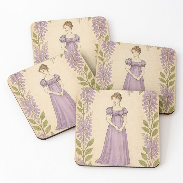 Item preview, Regency Silhouette in Wisteria Purple – Botanical Frame on Vintage Paper designed and sold by EmeraldeaArt.