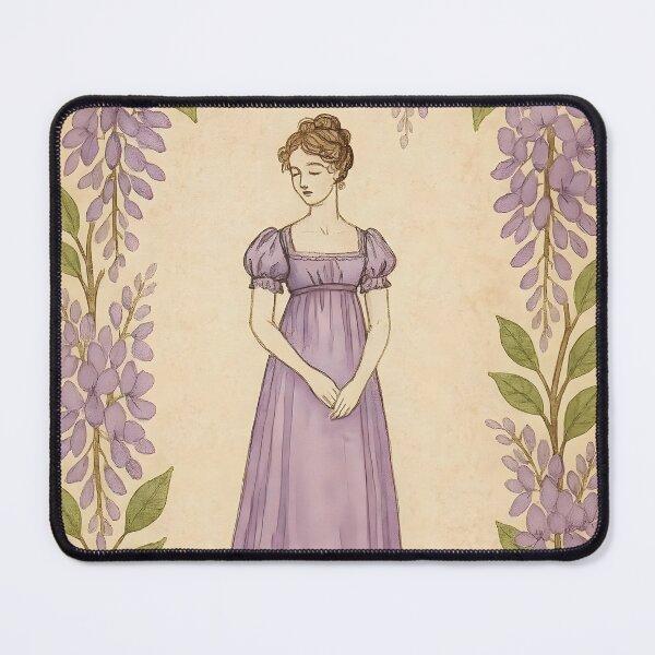 Item preview, Regency Silhouette in Wisteria Purple – Botanical Frame on Vintage Paper designed and sold by EmeraldeaArt.
