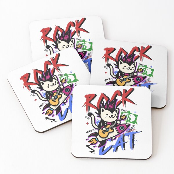 Item preview, Rock Cat Space Rebel Punk Rocker Illustration designed and sold by HorizonStores.