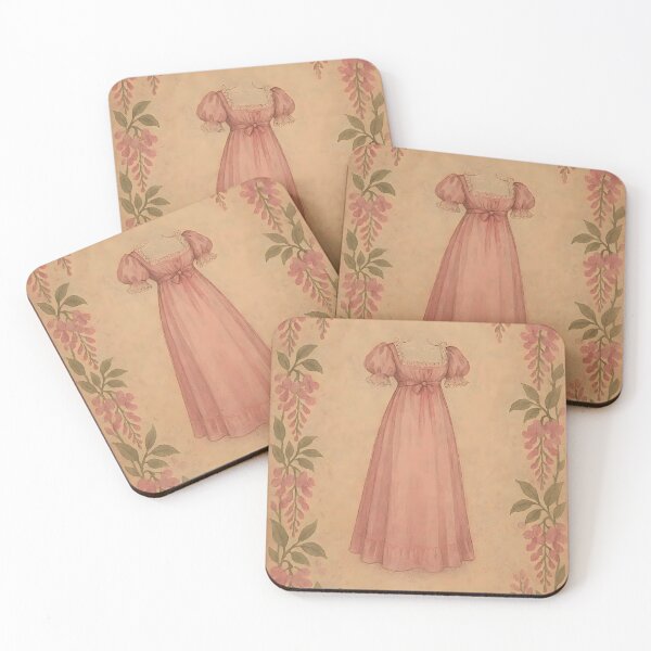 Item preview, Regency Silhouette in Wisteria Pink – Botanical Frame on Vintage Paper designed and sold by EmeraldeaArt.