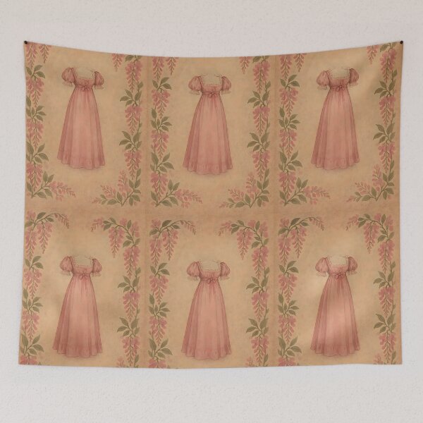 Item preview, Regency Silhouette in Wisteria Pink – Botanical Frame on Vintage Paper designed and sold by EmeraldeaArt.