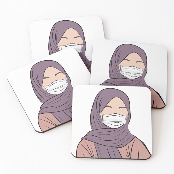 Item preview, Modern Muslim Woman in Hijab and Face Mask - Minimalist Faceless Art designed and sold by LYAN-STORE.