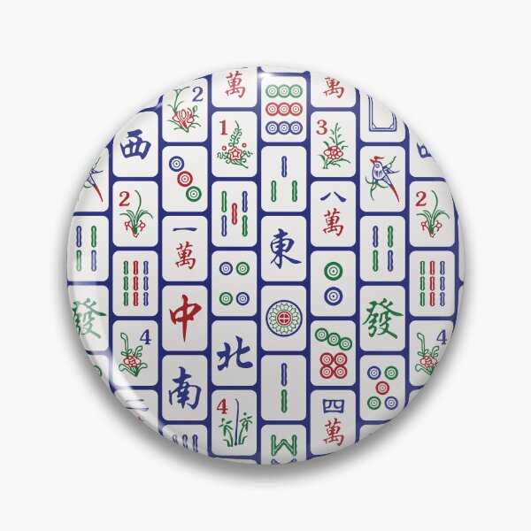 Item preview, Traditional Mahjong Tiles In Neat Pattern Blue Background Version 1 designed and sold by teeworthy.